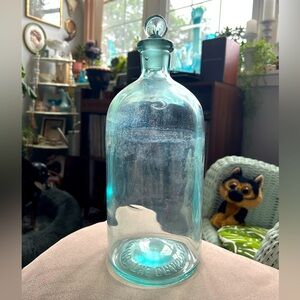 Vintage Antique Apothecary Aqua Glass Bottle Grasselli Chemical Co. W/ Stopper